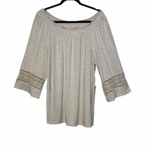 Daniel Rainn New with tags korah scoop neck 3/4 sleeve knit top beige lace